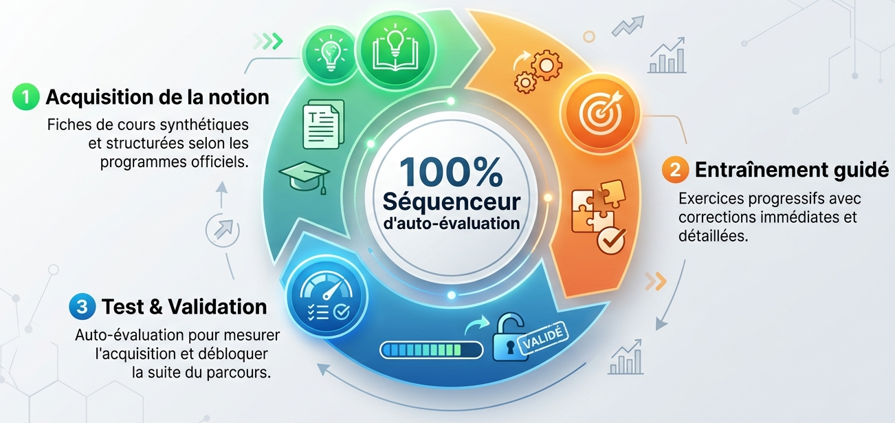 Schéma de la séquence d'apprentissage interactive en 3 étapes.